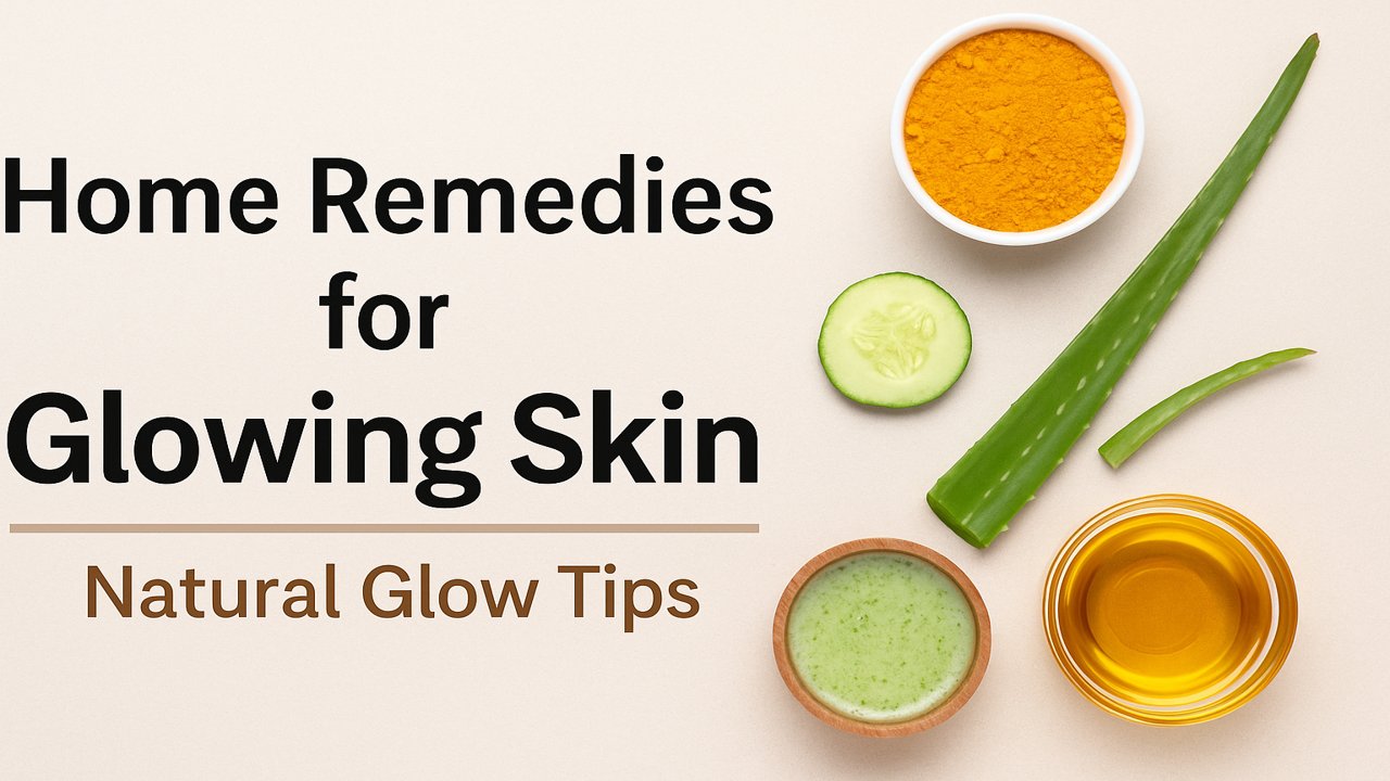 Home remedies for glowing skin using turmeric, aloe vera, honey, and cucumber