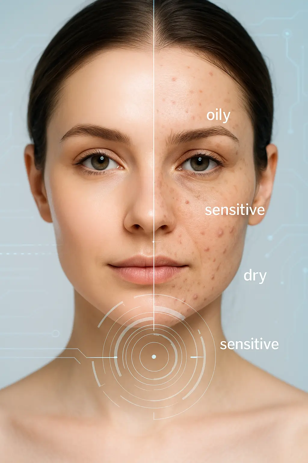 Glow Skin AI analysis showing before and after skin improvement